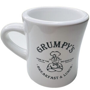 Grumpy's Restaurant Ceramic Mug White Hefty Bad Mood Dude Jacksonville Chef